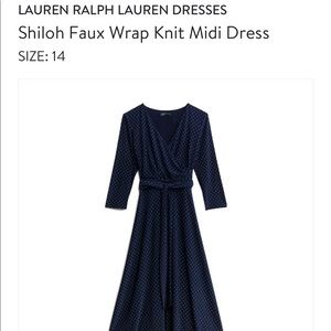 Stitchfix Ralph Lauren Navy Polka Dot Midi Dress
